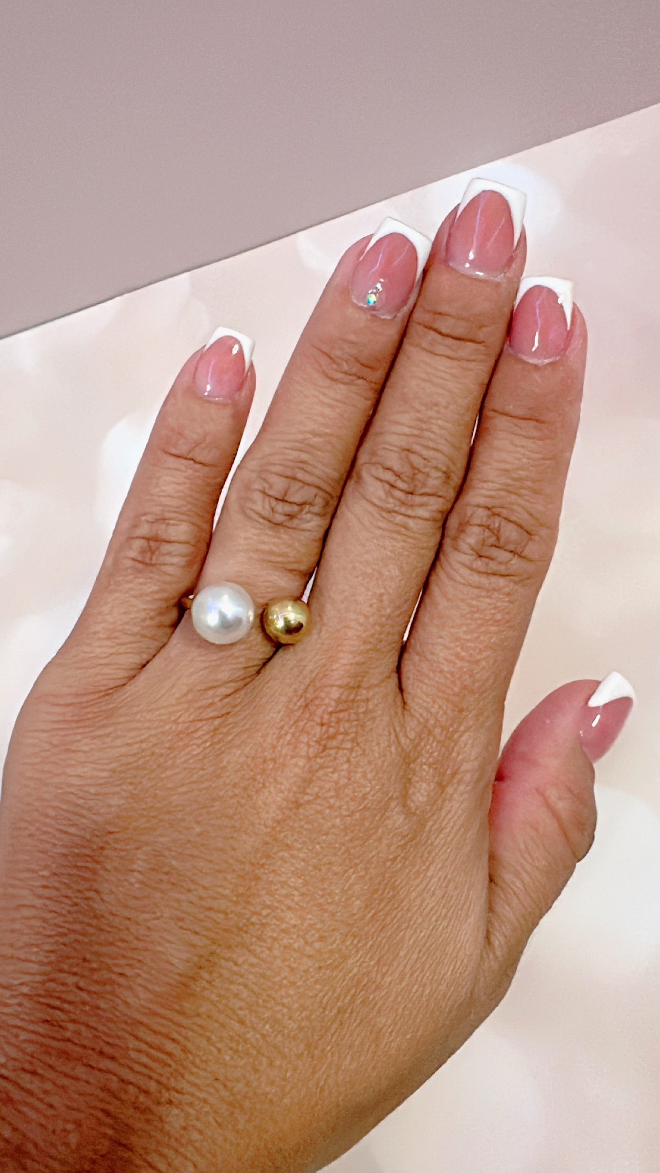 Stainless steel pearl ring