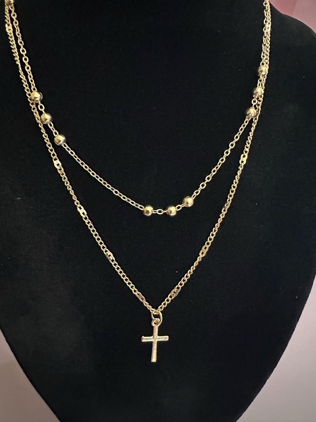 Layered cross necklace