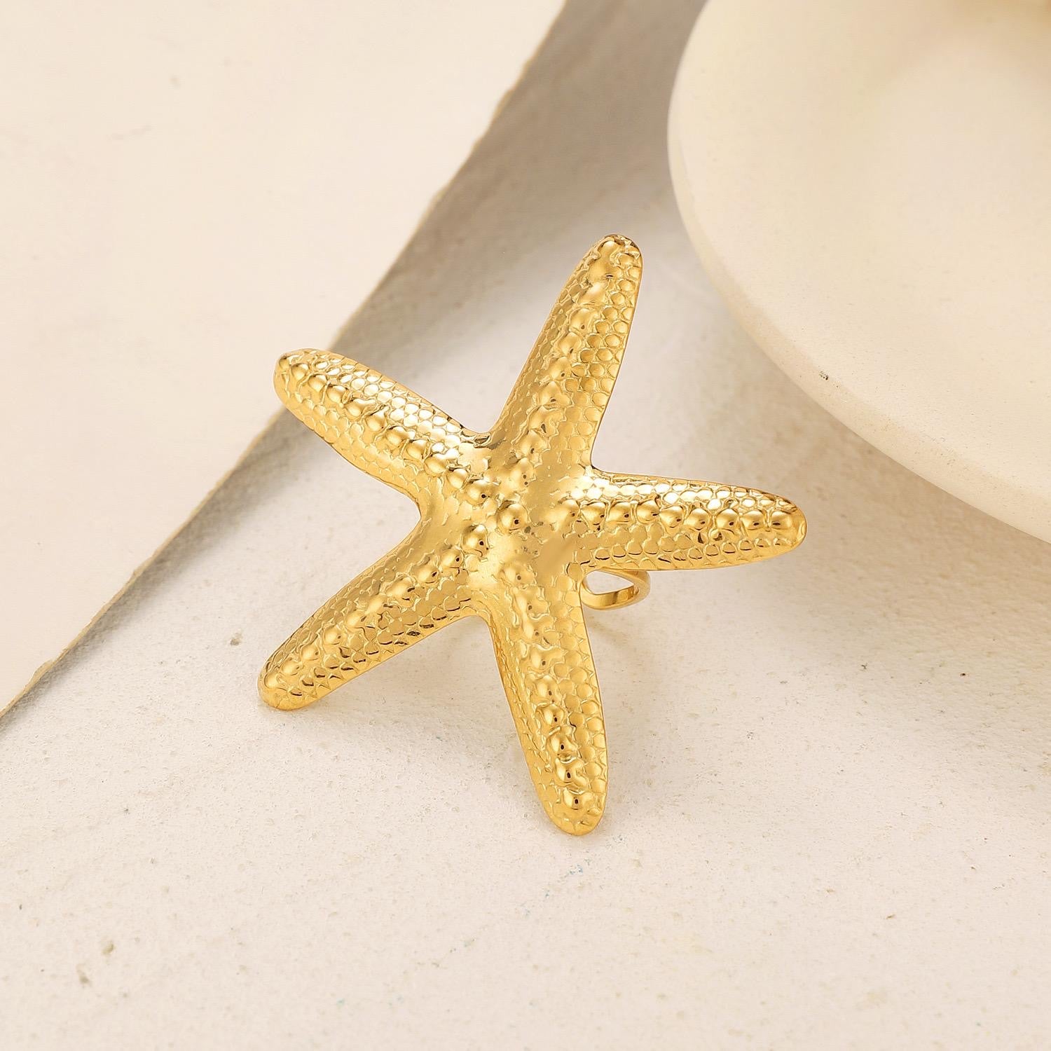 Starfish ring in stainless steel