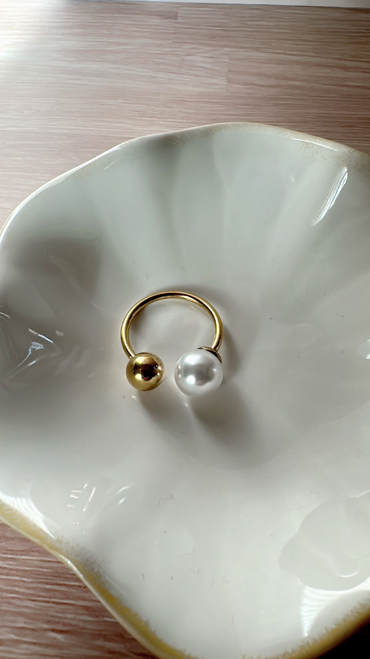 Stainless steel pearl ring